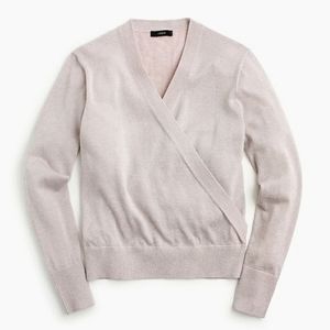 J. Crew Shimmering Light Pink Lurex Wrap Sweater